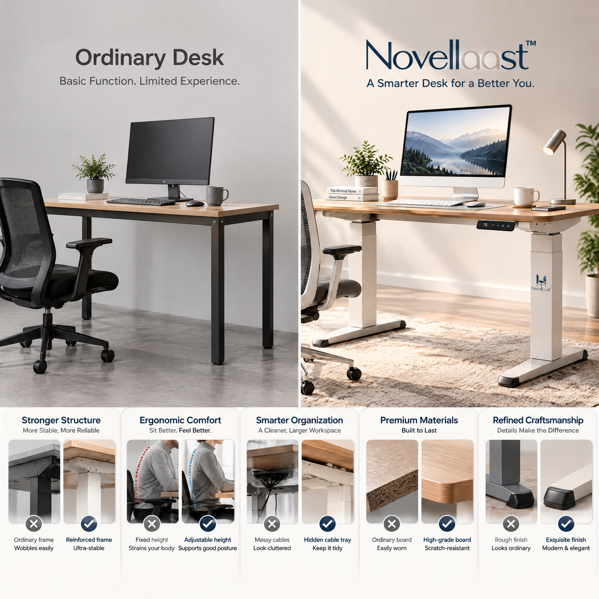 Novellaast™ ElevatePro Ergonomic Computer Desk image 3