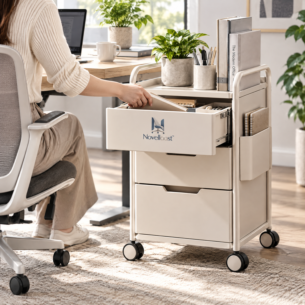 Novellaast™ FlexMove Rolling Office Storage Cart image 3