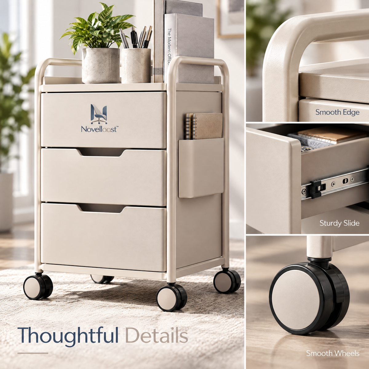 Novellaast™ FlexMove Rolling Office Storage Cart image 4
