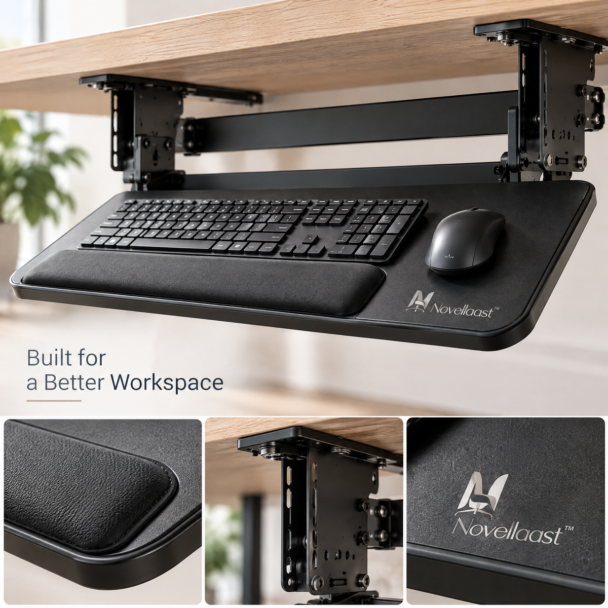 Novellaast™ Keyboard Tray Under Desk Mount image 3