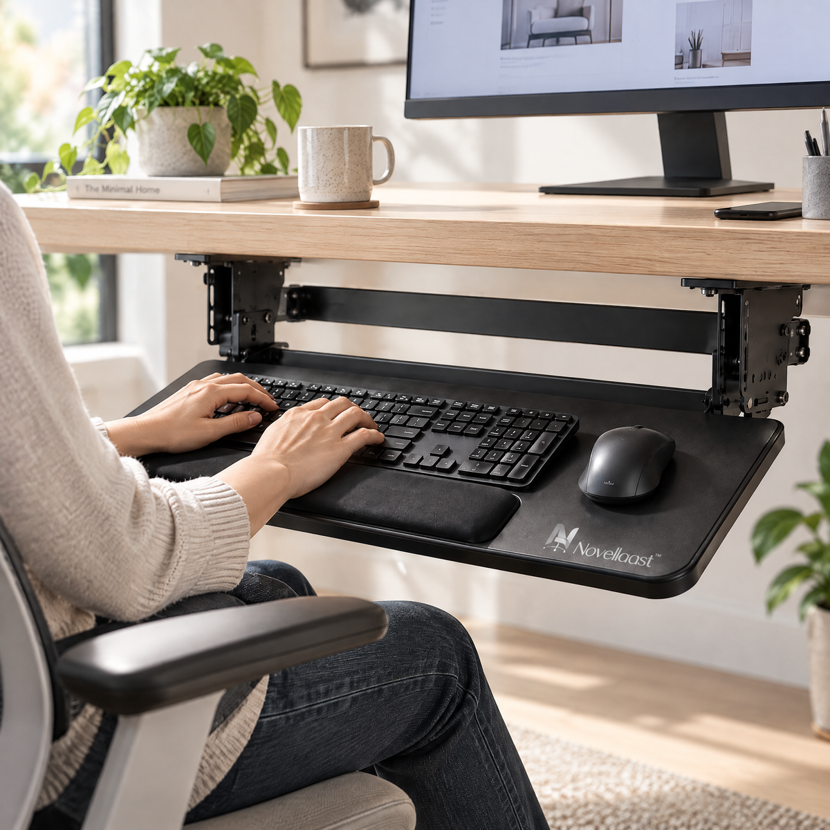 Novellaast™ Keyboard Tray Under Desk Mount image 4
