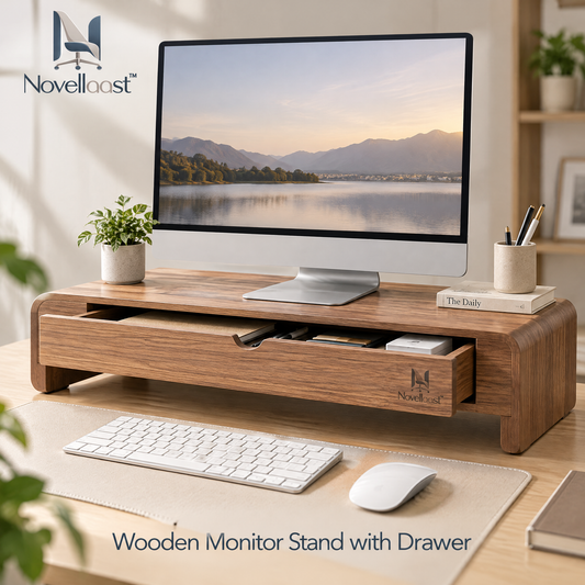 Novellaast™ WoodLine Monitor Stand with Storage Drawer image 1